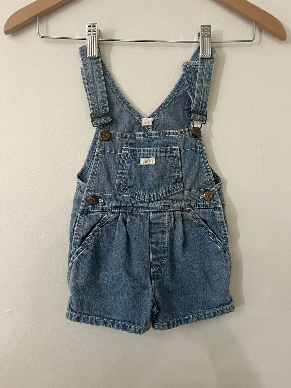 Vtg 90s Baby Guess Shortalls Overalls Denim 18m Y2K Kids Nostalgia